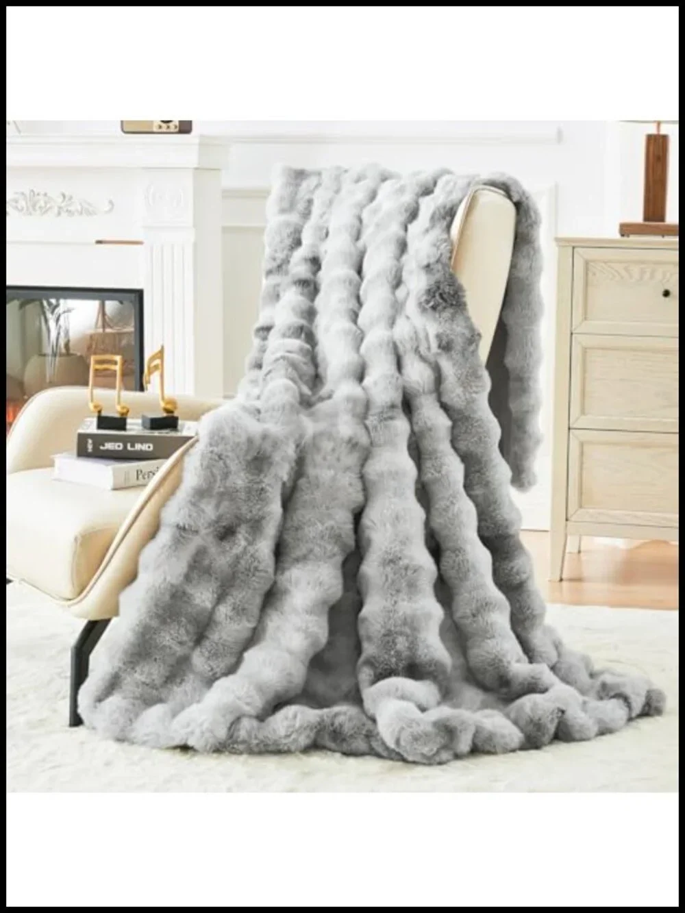 Faux Fur Bubble Throw Blanket, 50x60, Ultra Plush Soft Cozy for Couch